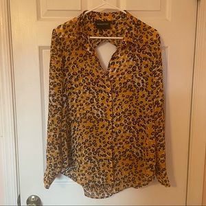 Leopard 🐆 Inspired Open Keyhole Back Button Down Blouse